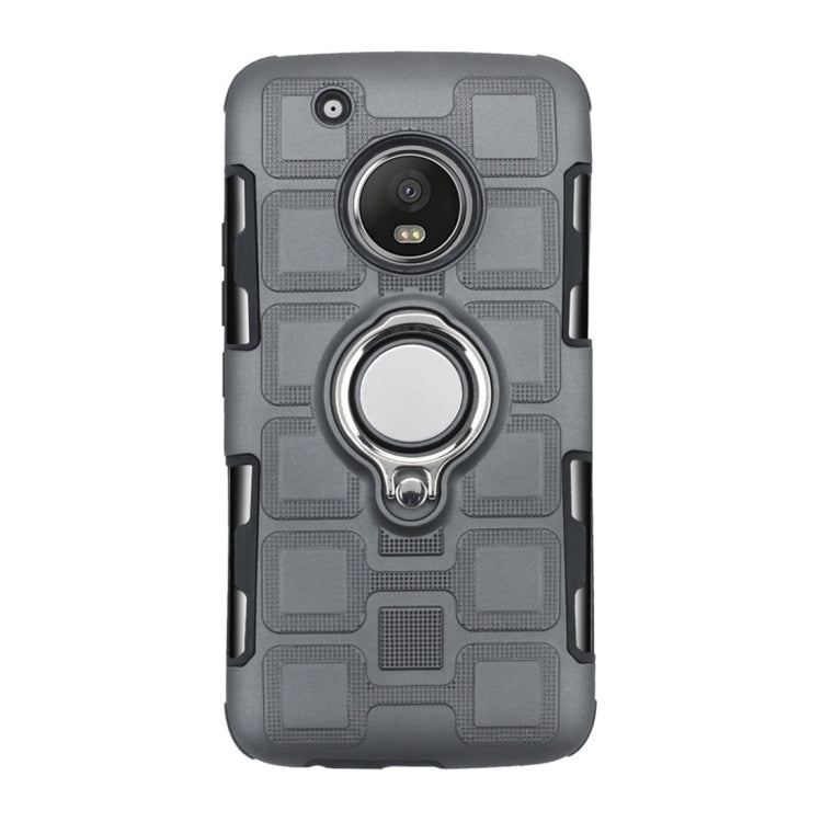 For Motorola Moto G5 Plus 2 In 1 Cube PC + TPU Protective Case with 360 Degrees Rotate Silver Ring Holder