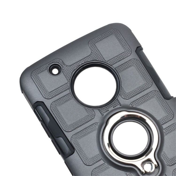 For Motorola Moto G5 Plus 2 In 1 Cube PC + TPU Protective Case with 360 Degrees Rotate Silver Ring Holder