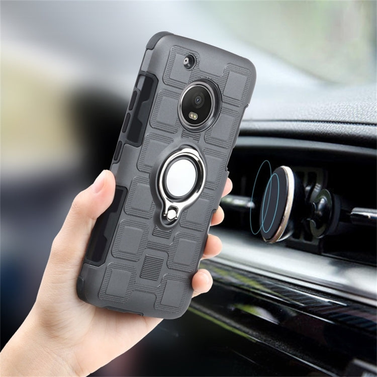 For Motorola Moto G5 Plus 2 In 1 Cube PC + TPU Protective Case with 360 Degrees Rotate Silver Ring Holder