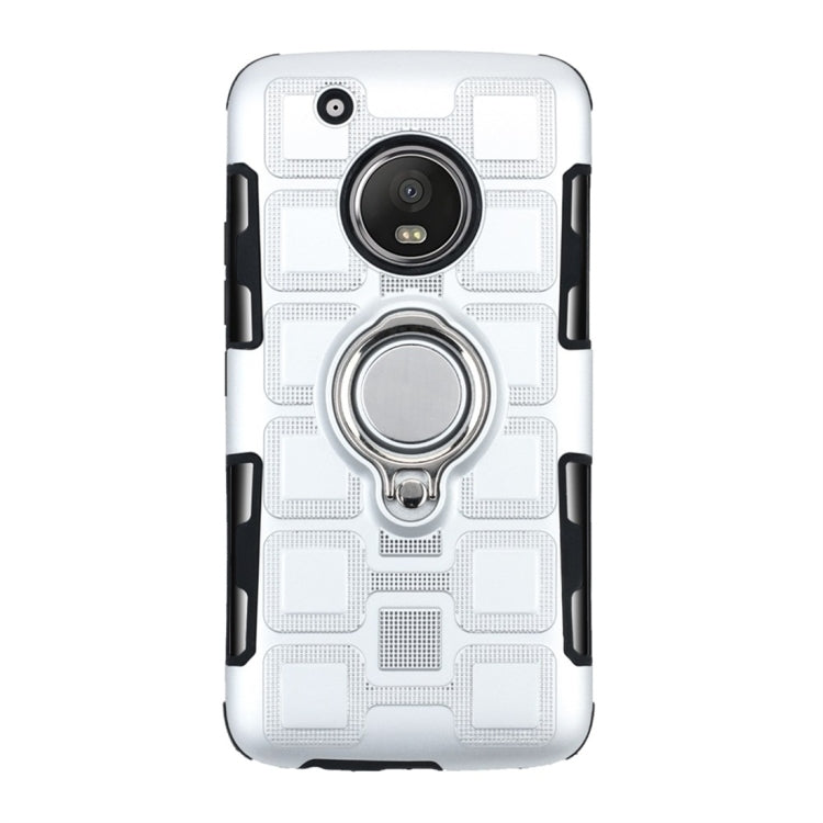 For Motorola Moto G5 Plus 2 In 1 Cube PC + TPU Protective Case with 360 Degrees Rotate Silver Ring Holder