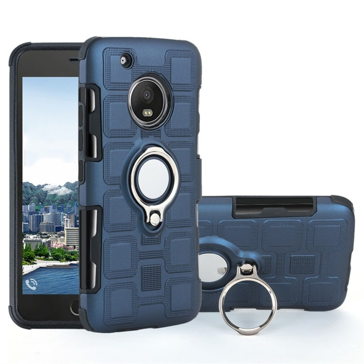 For Motorola Moto G5 Plus 2 In 1 Cube PC + TPU Protective Case with 360 Degrees Rotate Silver Ring Holder