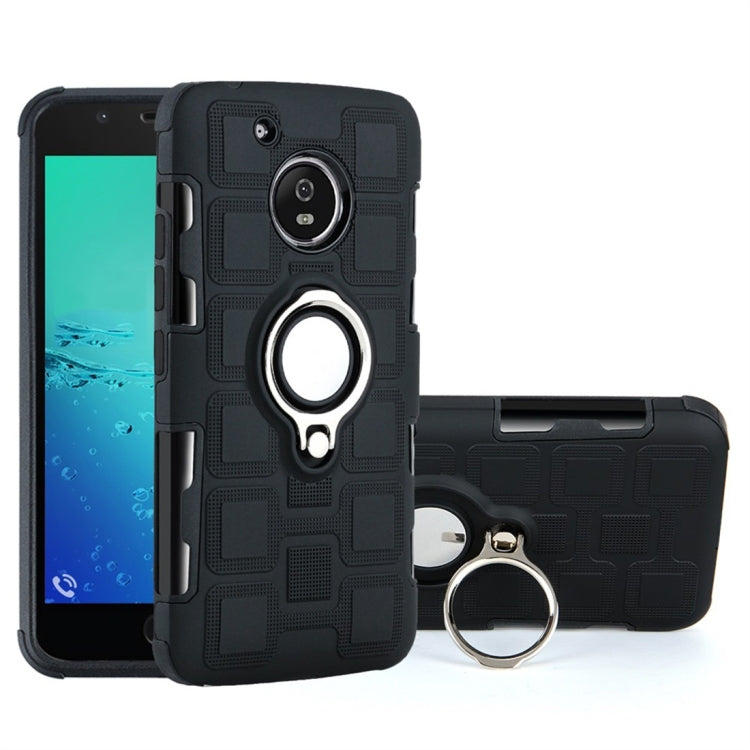 For Motorola Moto G5 2 In 1 Cube PC + TPU Protective Case with 360 Degrees Rotate Silver Ring Holder