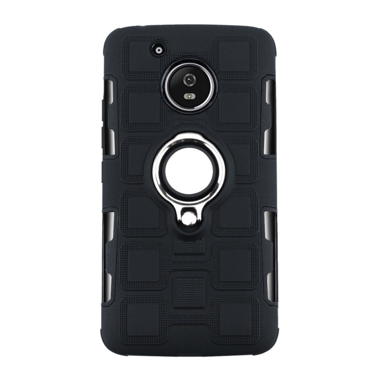 For Motorola Moto G5 2 In 1 Cube PC + TPU Protective Case with 360 Degrees Rotate Silver Ring Holder