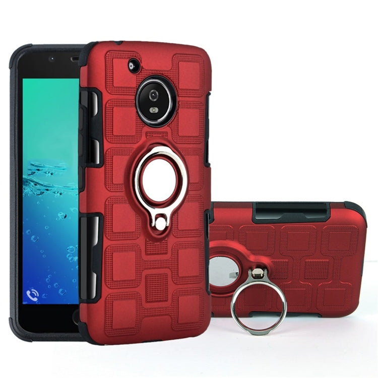 For Motorola Moto G5 2 In 1 Cube PC + TPU Protective Case with 360 Degrees Rotate Silver Ring Holder