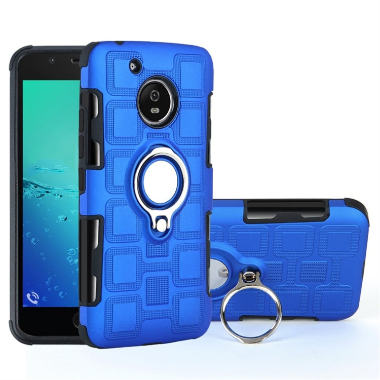 For Motorola Moto G5 2 In 1 Cube PC + TPU Protective Case with 360 Degrees Rotate Silver Ring Holder