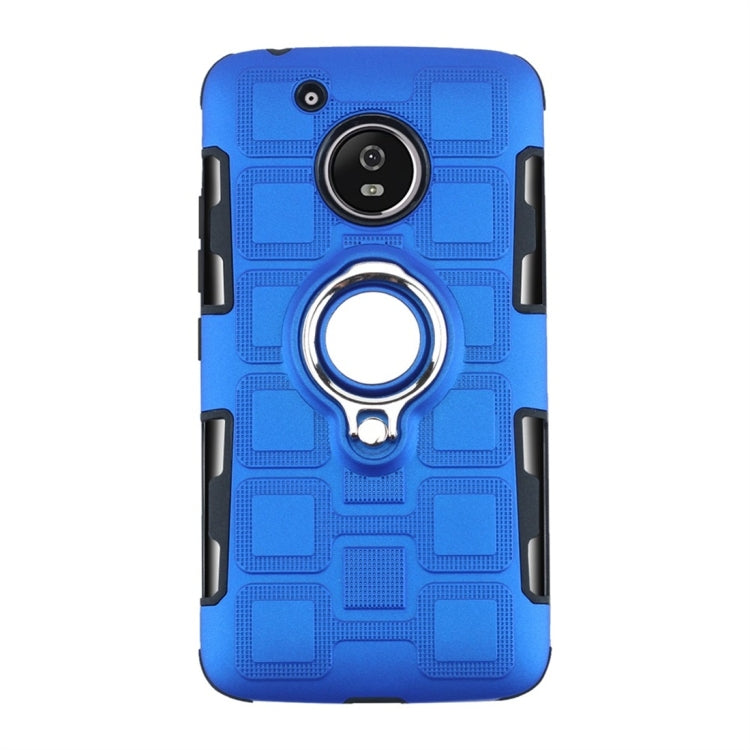 For Motorola Moto G5 2 In 1 Cube PC + TPU Protective Case with 360 Degrees Rotate Silver Ring Holder