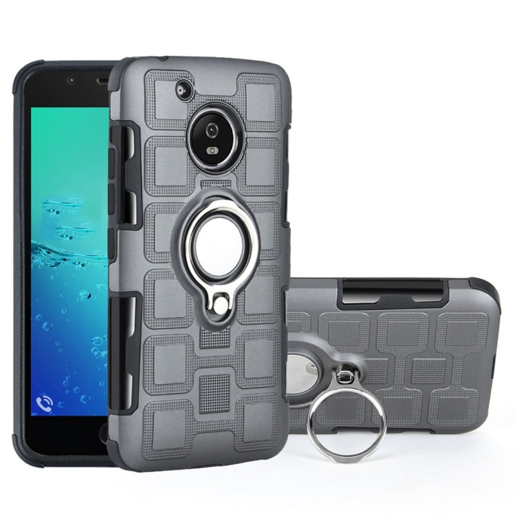 For Motorola Moto G5 2 In 1 Cube PC + TPU Protective Case with 360 Degrees Rotate Silver Ring Holder