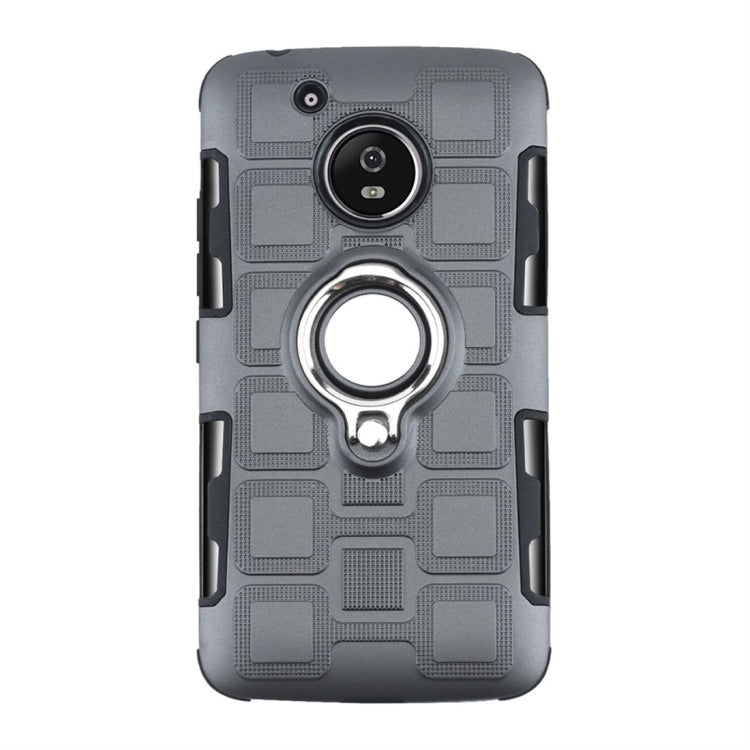 For Motorola Moto G5 2 In 1 Cube PC + TPU Protective Case with 360 Degrees Rotate Silver Ring Holder