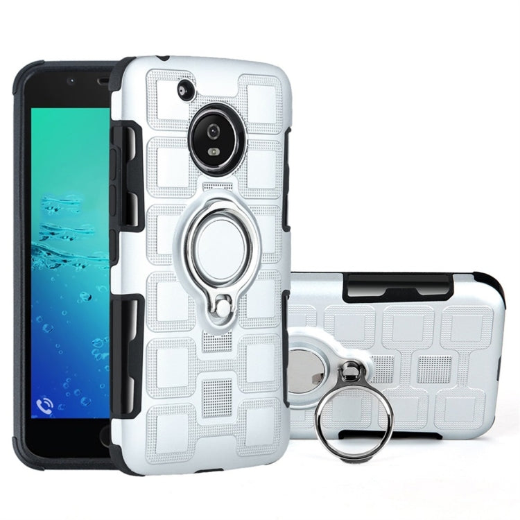 For Motorola Moto G5 2 In 1 Cube PC + TPU Protective Case with 360 Degrees Rotate Silver Ring Holder