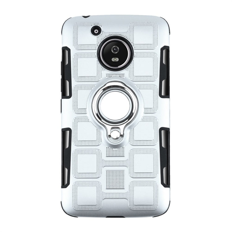 For Motorola Moto G5 2 In 1 Cube PC + TPU Protective Case with 360 Degrees Rotate Silver Ring Holder