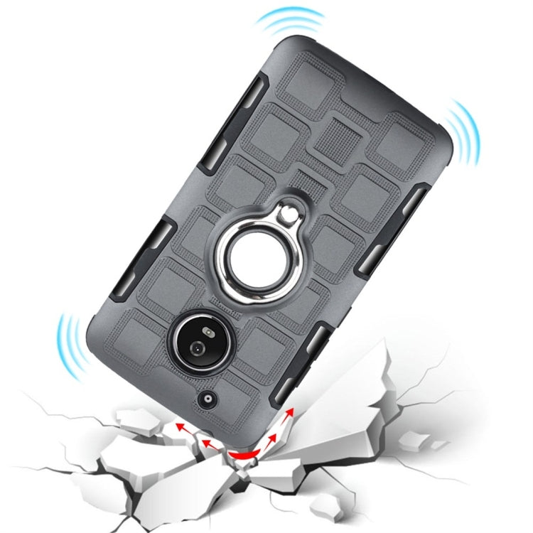 For Motorola Moto G5 2 In 1 Cube PC + TPU Protective Case with 360 Degrees Rotate Silver Ring Holder