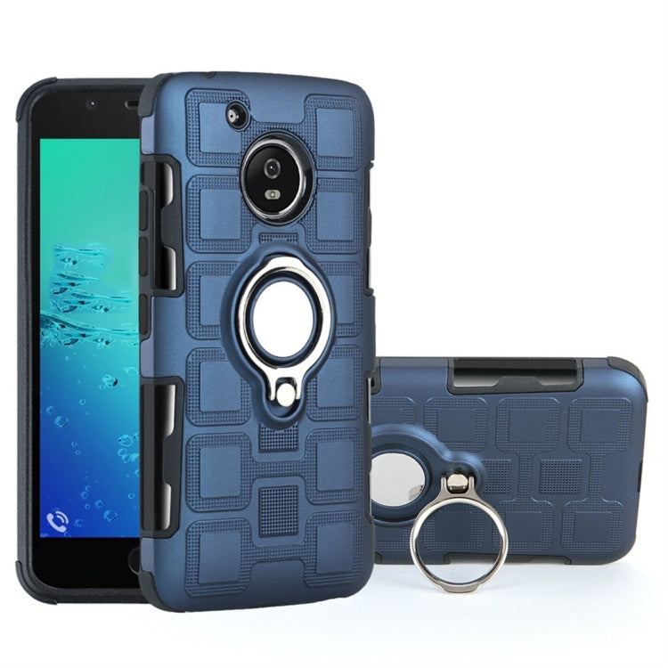For Motorola Moto G5 2 In 1 Cube PC + TPU Protective Case with 360 Degrees Rotate Silver Ring Holder