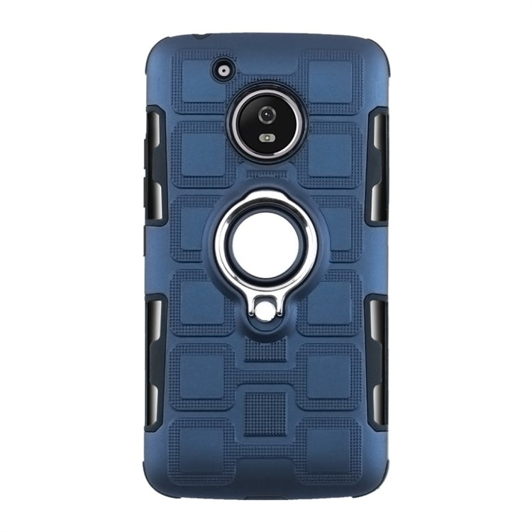 For Motorola Moto G5 2 In 1 Cube PC + TPU Protective Case with 360 Degrees Rotate Silver Ring Holder