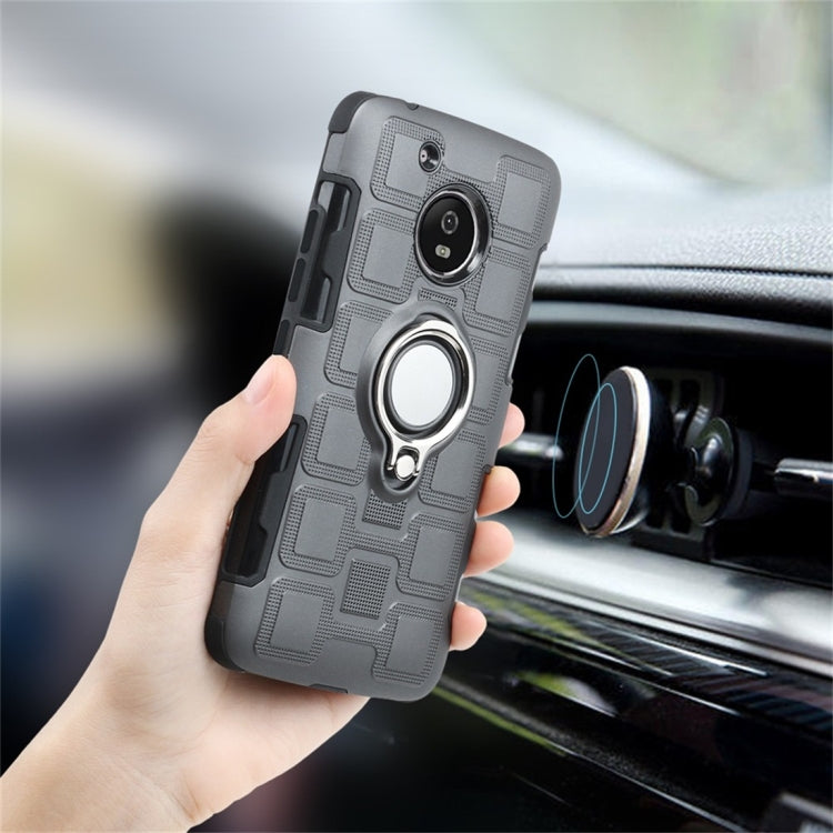 For Motorola Moto G5 2 In 1 Cube PC + TPU Protective Case with 360 Degrees Rotate Silver Ring Holder