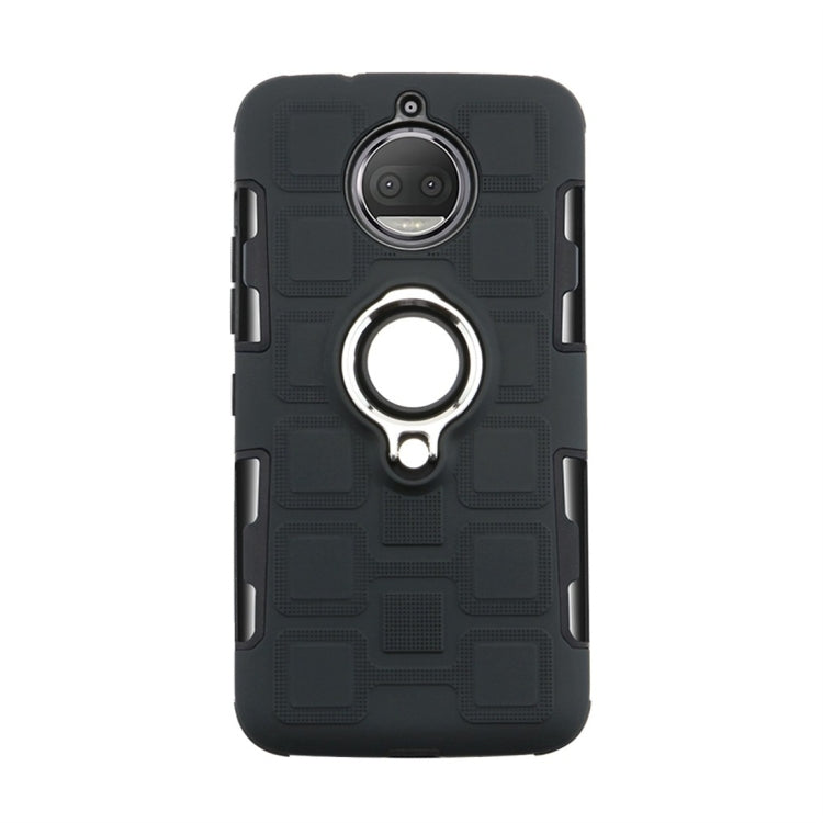For Motorola Moto G5S Plus 2 In 1 Cube PC + TPU Protective Case with 360 Degrees Rotate Silver Ring Holder