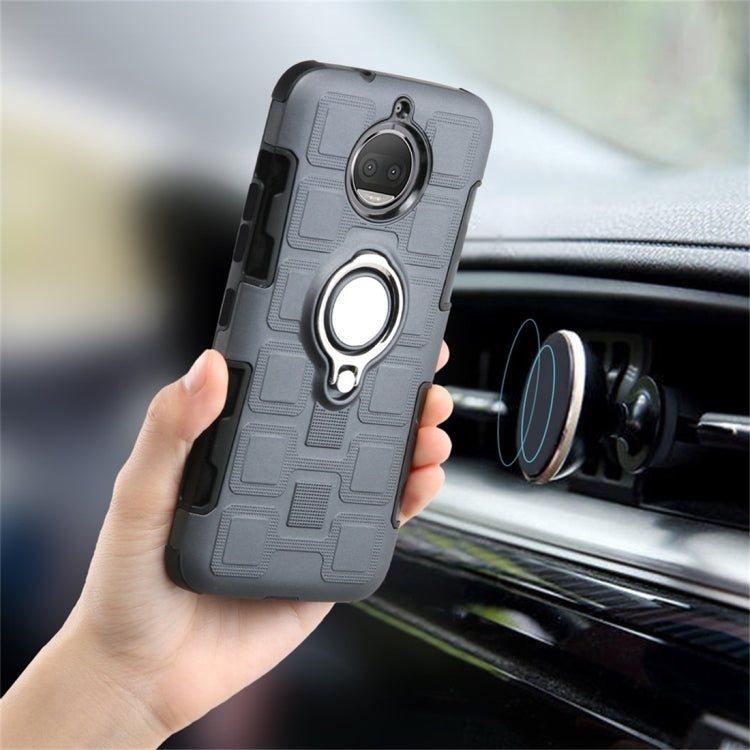 For Motorola Moto G5S Plus 2 In 1 Cube PC + TPU Protective Case with 360 Degrees Rotate Silver Ring Holder