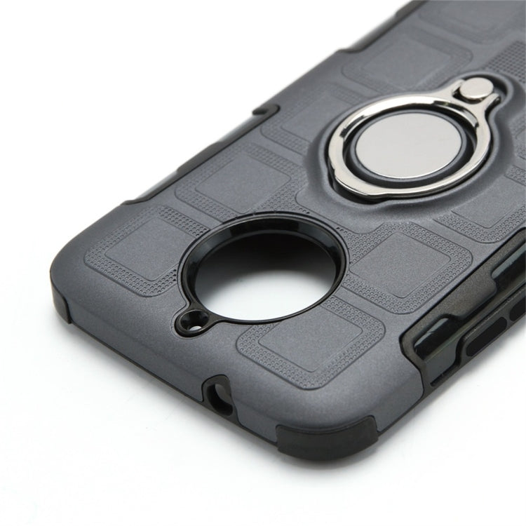 For Motorola Moto G5S Plus 2 In 1 Cube PC + TPU Protective Case with 360 Degrees Rotate Silver Ring Holder