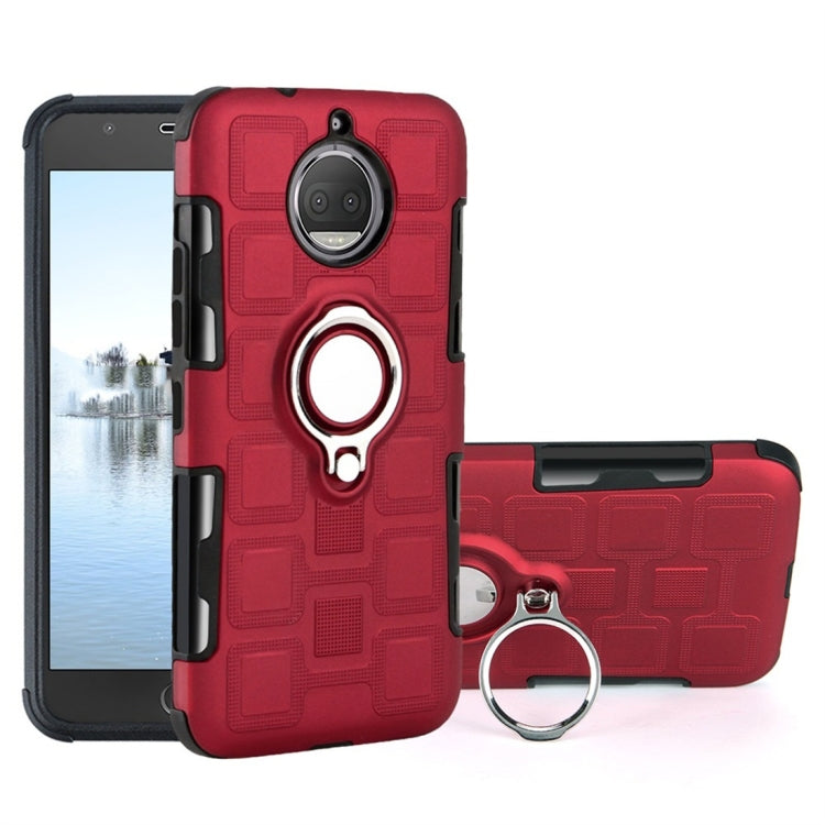 For Motorola Moto G5S Plus 2 In 1 Cube PC + TPU Protective Case with 360 Degrees Rotate Silver Ring Holder