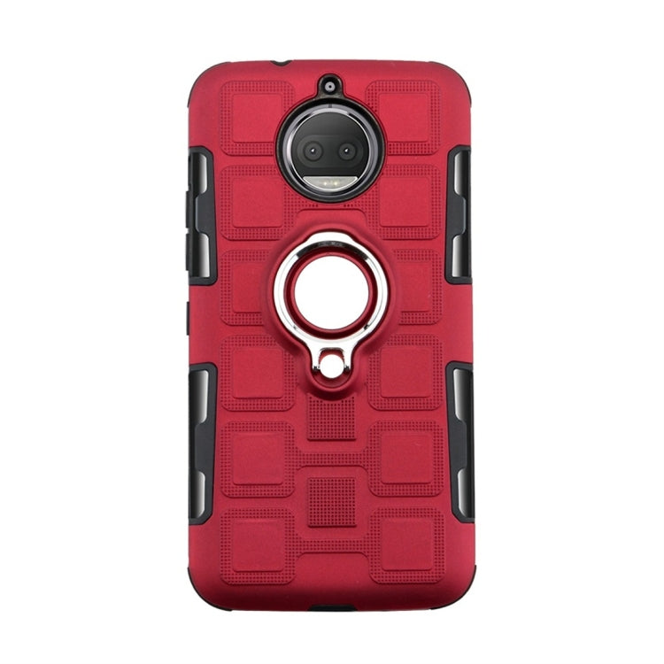 For Motorola Moto G5S Plus 2 In 1 Cube PC + TPU Protective Case with 360 Degrees Rotate Silver Ring Holder
