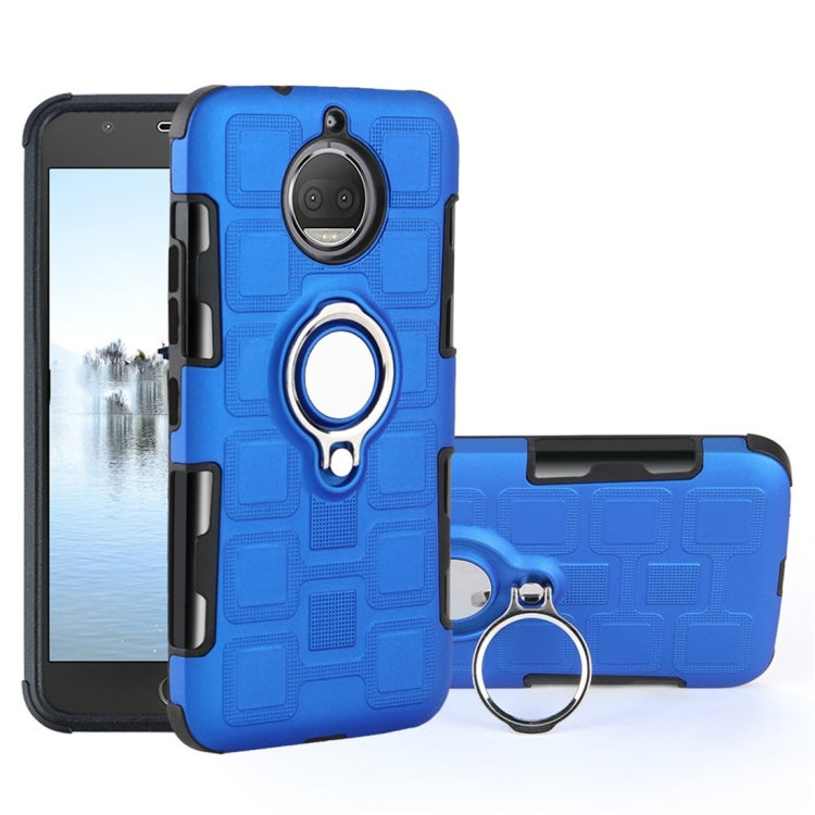 For Motorola Moto G5S Plus 2 In 1 Cube PC + TPU Protective Case with 360 Degrees Rotate Silver Ring Holder