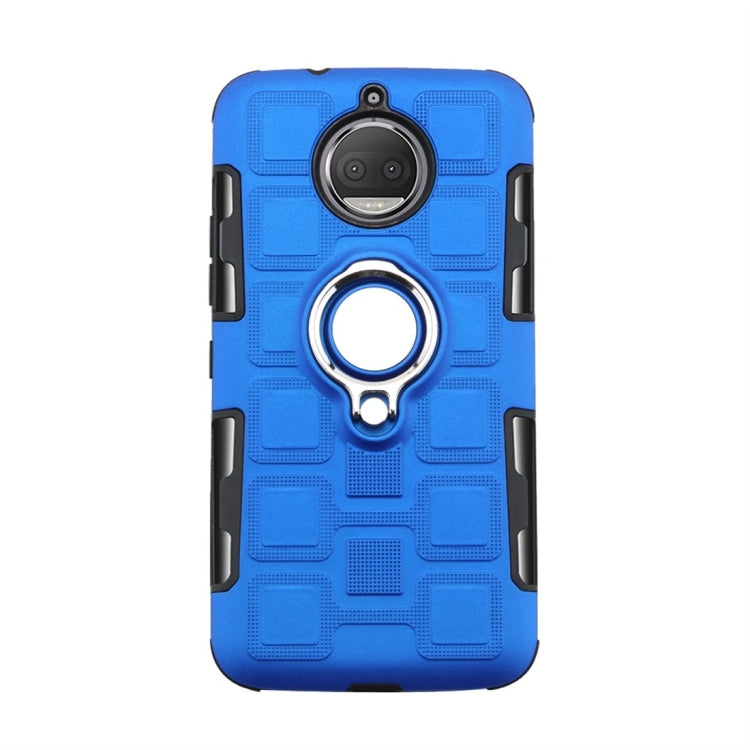 For Motorola Moto G5S Plus 2 In 1 Cube PC + TPU Protective Case with 360 Degrees Rotate Silver Ring Holder