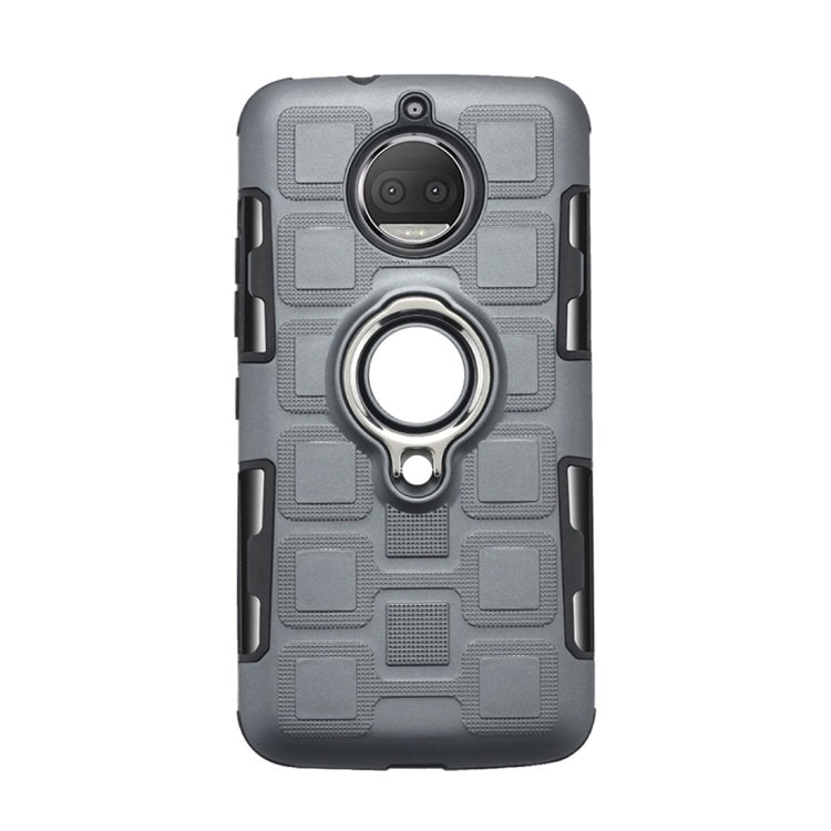 For Motorola Moto G5S Plus 2 In 1 Cube PC + TPU Protective Case with 360 Degrees Rotate Silver Ring Holder