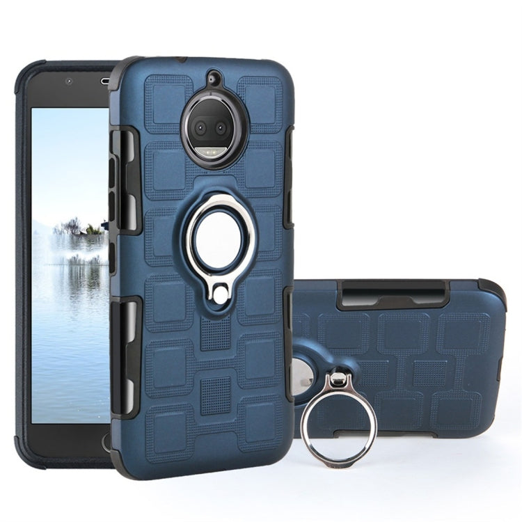 For Motorola Moto G5S Plus 2 In 1 Cube PC + TPU Protective Case with 360 Degrees Rotate Silver Ring Holder