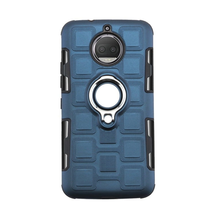 For Motorola Moto G5S Plus 2 In 1 Cube PC + TPU Protective Case with 360 Degrees Rotate Silver Ring Holder