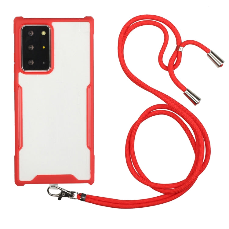 For Samsung Galaxy Note20 Ultra Acrylic + Color TPU Shockproof Case with Neck Lanyard