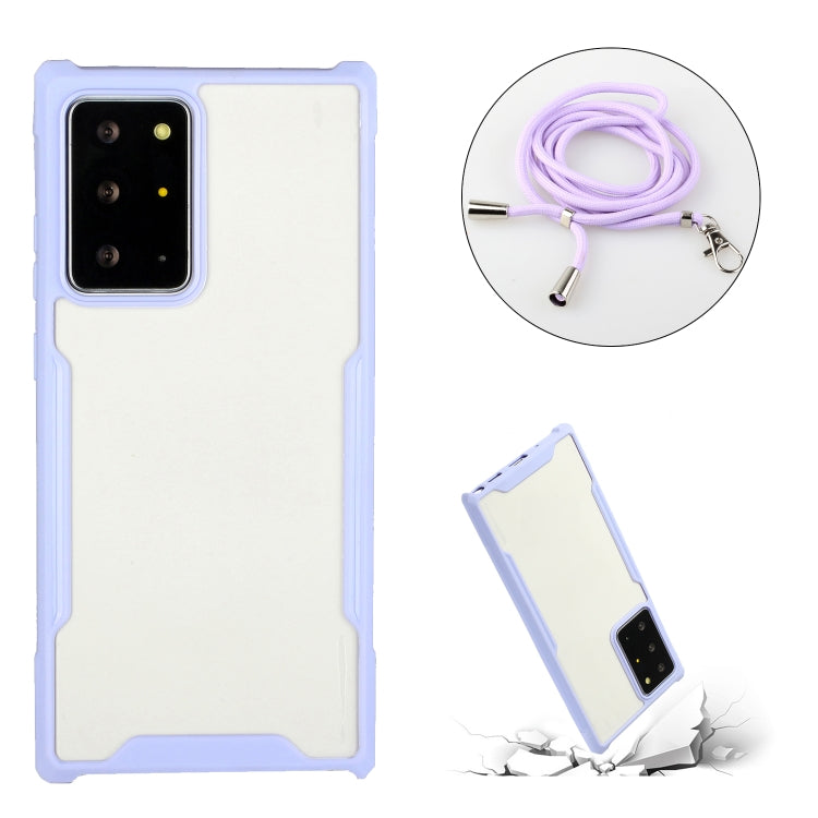 For Samsung Galaxy Note20 Acrylic + Color TPU Shockproof Case with Neck Lanyard