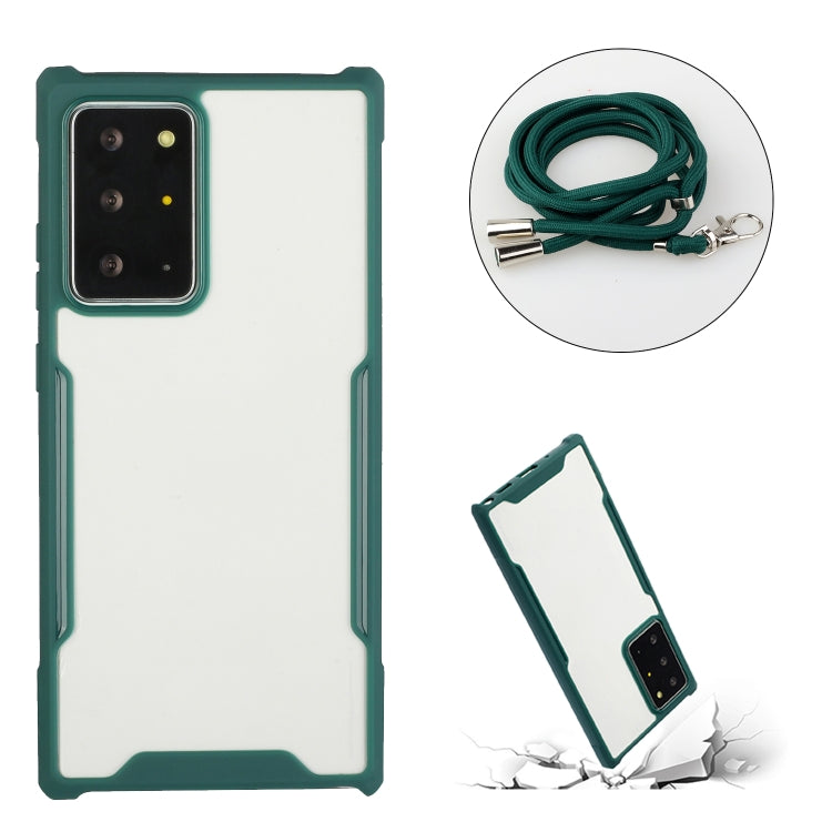 For Samsung Galaxy Note20 Acrylic + Color TPU Shockproof Case with Neck Lanyard