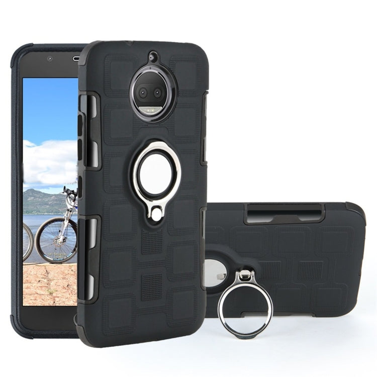 For Motorola Moto G5S 2 In 1 Cube PC + TPU Protective Case with 360 Degrees Rotate Silver Ring Holder