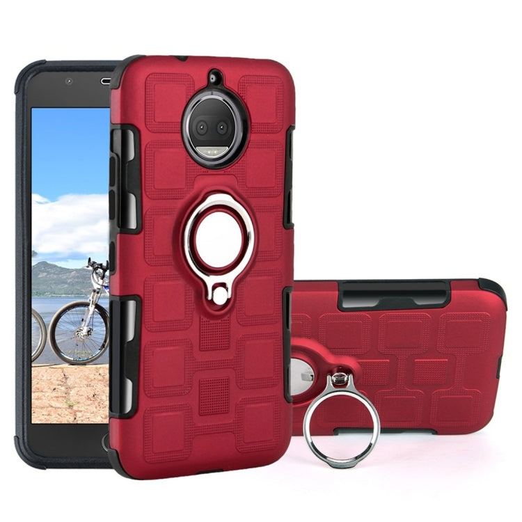 For Motorola Moto G5S 2 In 1 Cube PC + TPU Protective Case with 360 Degrees Rotate Silver Ring Holder