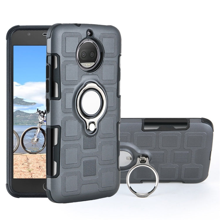 For Motorola Moto G5S 2 In 1 Cube PC + TPU Protective Case with 360 Degrees Rotate Silver Ring Holder