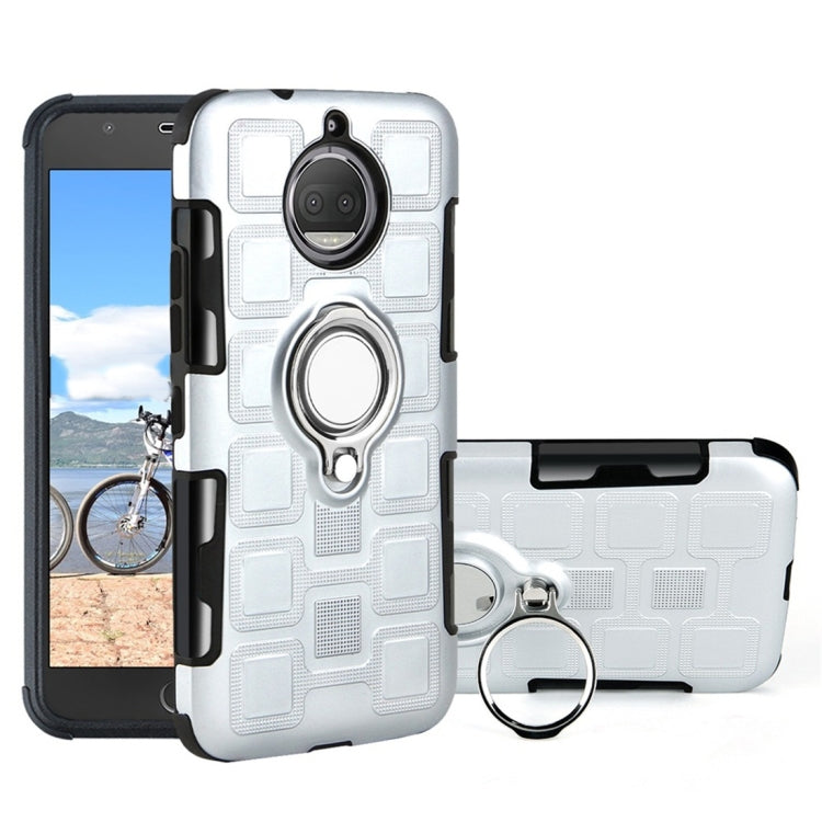 For Motorola Moto G5S 2 In 1 Cube PC + TPU Protective Case with 360 Degrees Rotate Silver Ring Holder