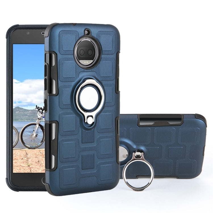 For Motorola Moto G5S 2 In 1 Cube PC + TPU Protective Case with 360 Degrees Rotate Silver Ring Holder
