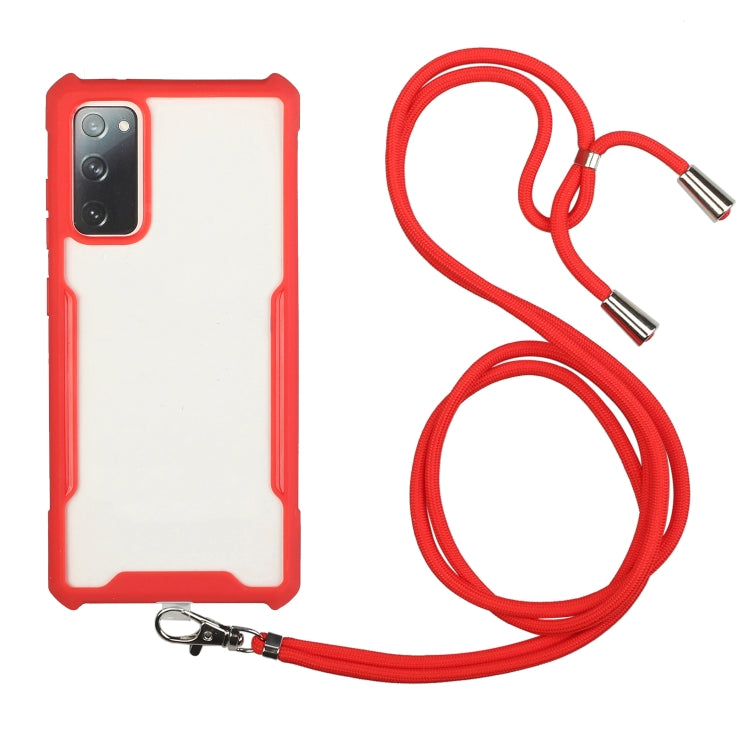 For Samsung Galaxy S20 FE Acrylic + Color TPU Shockproof Case with Neck Lanyard