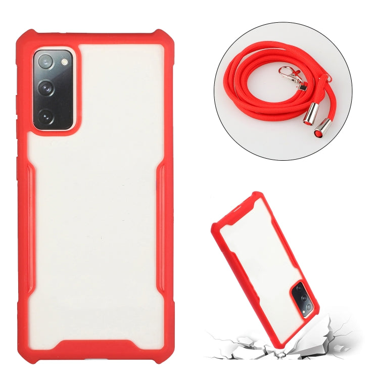 For Samsung Galaxy S20 FE Acrylic + Color TPU Shockproof Case with Neck Lanyard