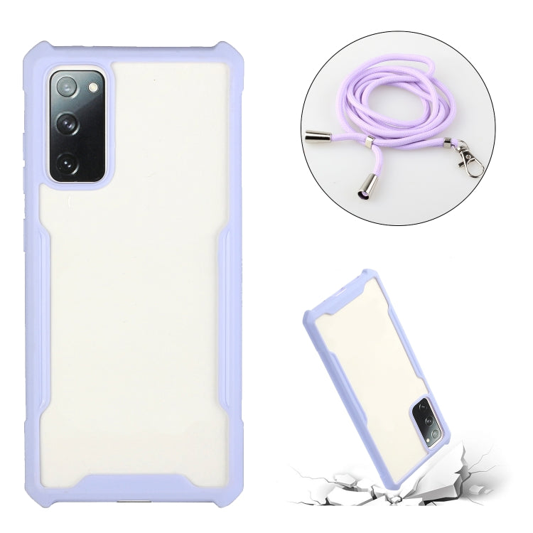 For Samsung Galaxy S20 FE Acrylic + Color TPU Shockproof Case with Neck Lanyard
