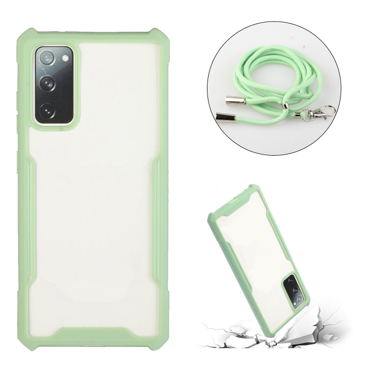 For Samsung Galaxy S20 FE Acrylic + Color TPU Shockproof Case with Neck Lanyard