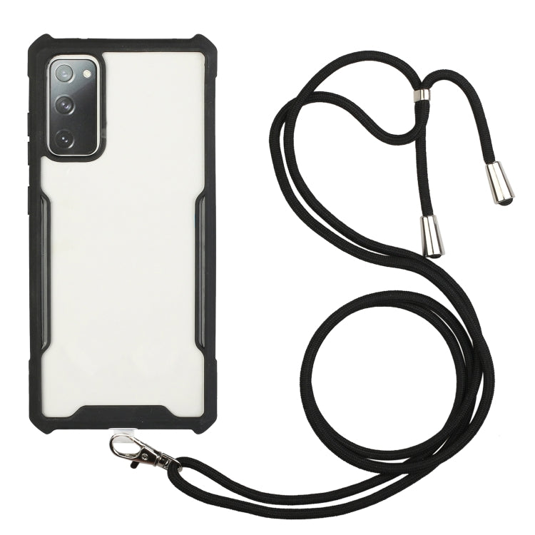 For Samsung Galaxy S20 FE Acrylic + Color TPU Shockproof Case with Neck Lanyard