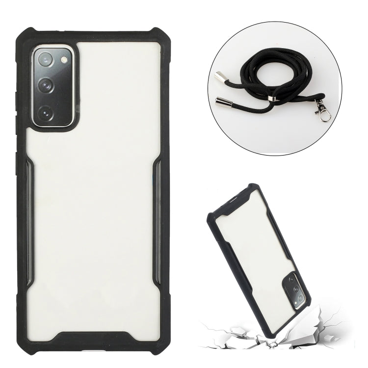For Samsung Galaxy S20 FE Acrylic + Color TPU Shockproof Case with Neck Lanyard
