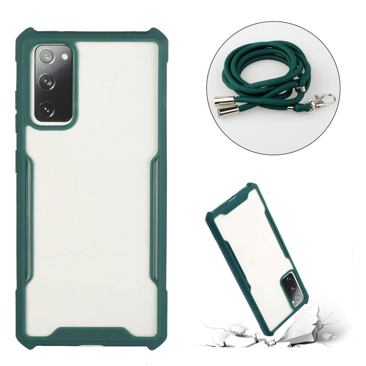 For Samsung Galaxy S20 FE Acrylic + Color TPU Shockproof Case with Neck Lanyard
