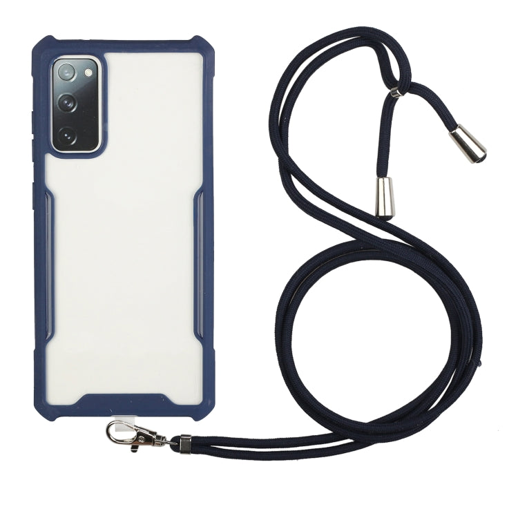 For Samsung Galaxy S20 FE Acrylic + Color TPU Shockproof Case with Neck Lanyard
