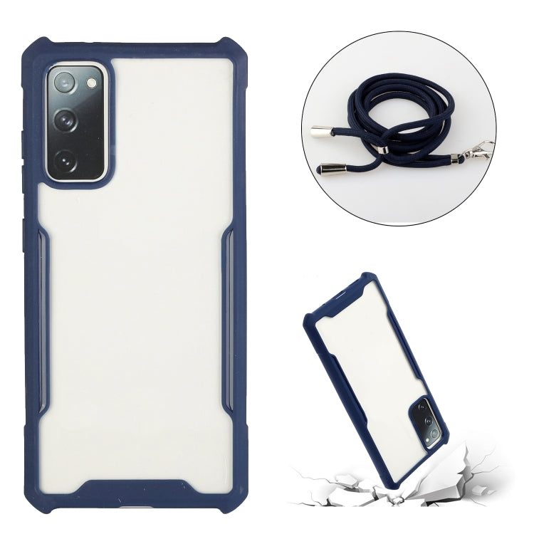 For Samsung Galaxy S20 FE Acrylic + Color TPU Shockproof Case with Neck Lanyard