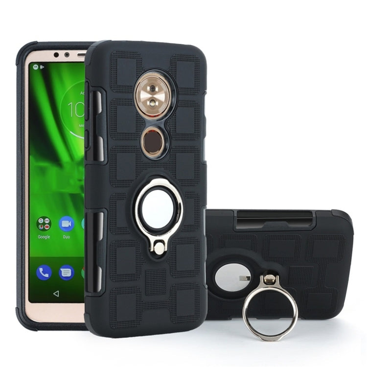 For Motorola Moto G6 Play / Moto E5 2 In 1 Cube PC + TPU Protective Case with 360 Degrees Rotate Silver Ring Holder