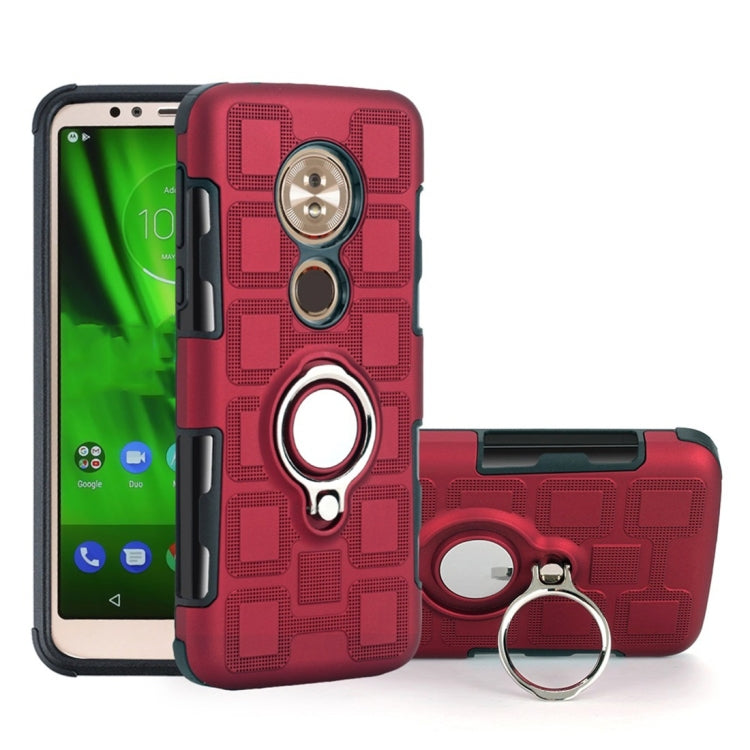 For Motorola Moto G6 Play / Moto E5 2 In 1 Cube PC + TPU Protective Case with 360 Degrees Rotate Silver Ring Holder
