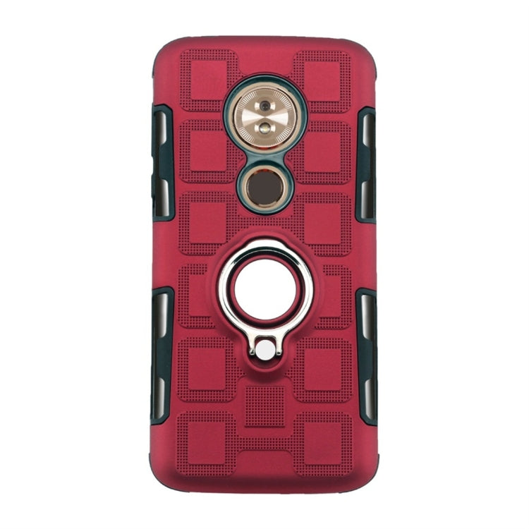 For Motorola Moto G6 Play / Moto E5 2 In 1 Cube PC + TPU Protective Case with 360 Degrees Rotate Silver Ring Holder