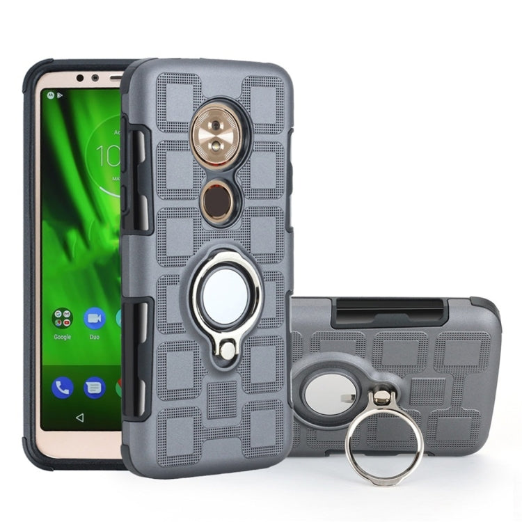 For Motorola Moto G6 Play / Moto E5 2 In 1 Cube PC + TPU Protective Case with 360 Degrees Rotate Silver Ring Holder