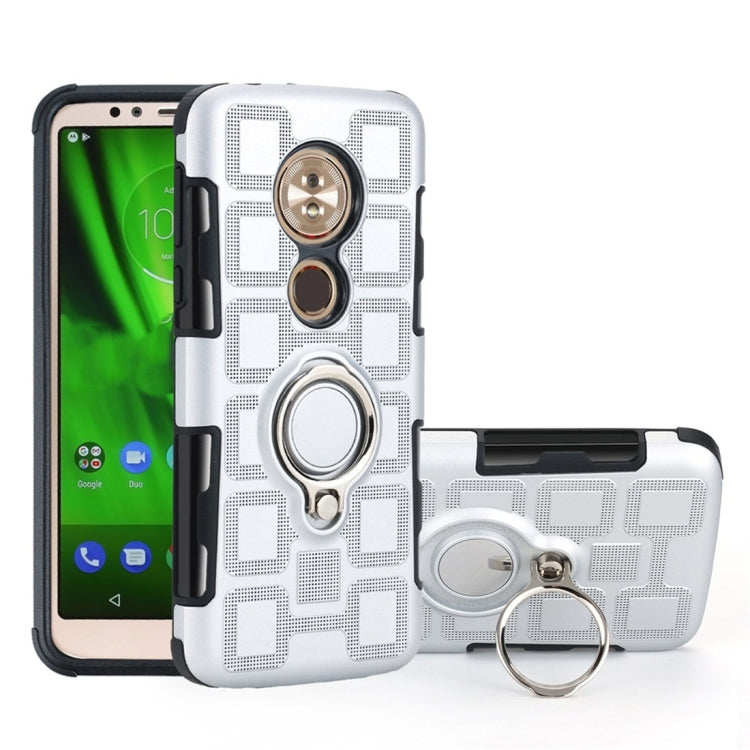 For Motorola Moto G6 Play / Moto E5 2 In 1 Cube PC + TPU Protective Case with 360 Degrees Rotate Silver Ring Holder